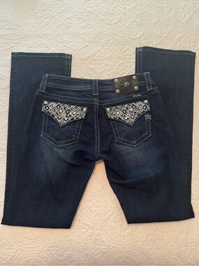 ME Makeover Essentials Dark Blue Bootcut Jeans with Embellished Back Pockets